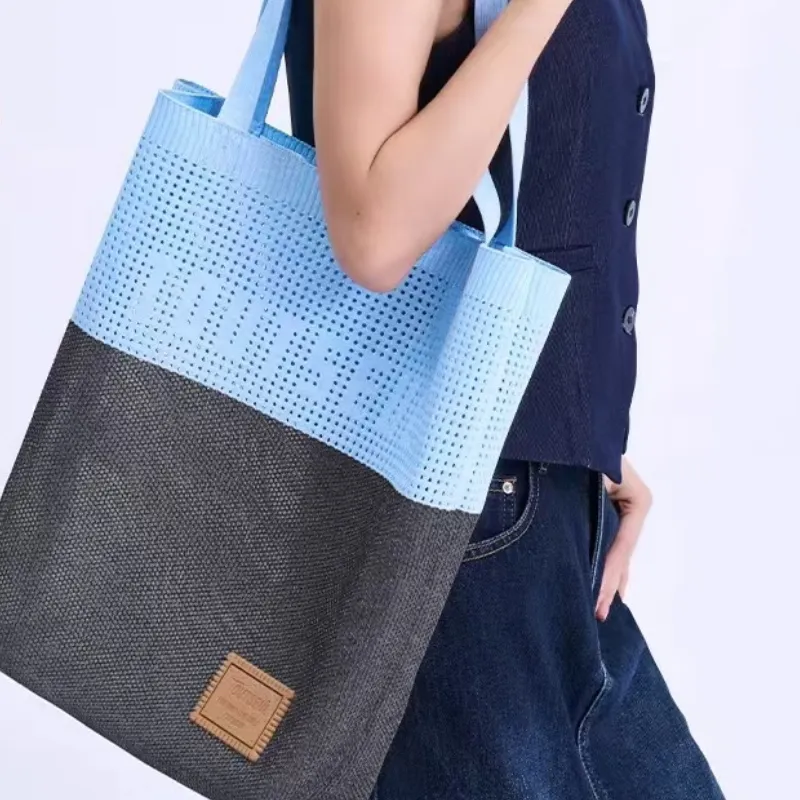 TOUTSEUL YOLO Polyester Tote Bag, Shoulder Bag Women's Cold Mist Gray Blue-1
