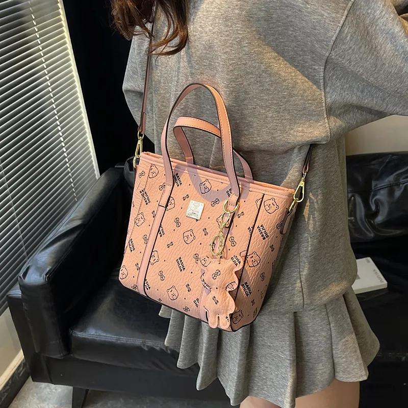 TOUTSEUL YOLO PU Basket Bag, Shoulder Bag, Handbag Women's Ecru Brown Pink Black-11