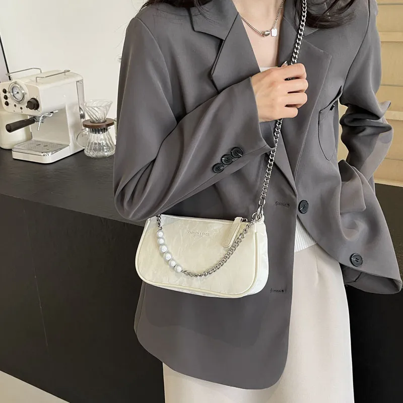 TOUTSEUL YOLO PU Shoulder Bag Women's Ecru/Silver/Black/Pink-2