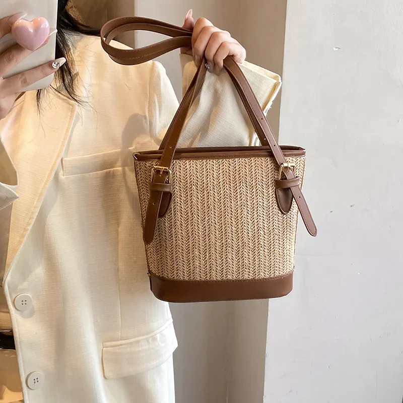 TOUTSEUL YOLO Straw Woven Shoulder Bag Women's Multicolor-9
