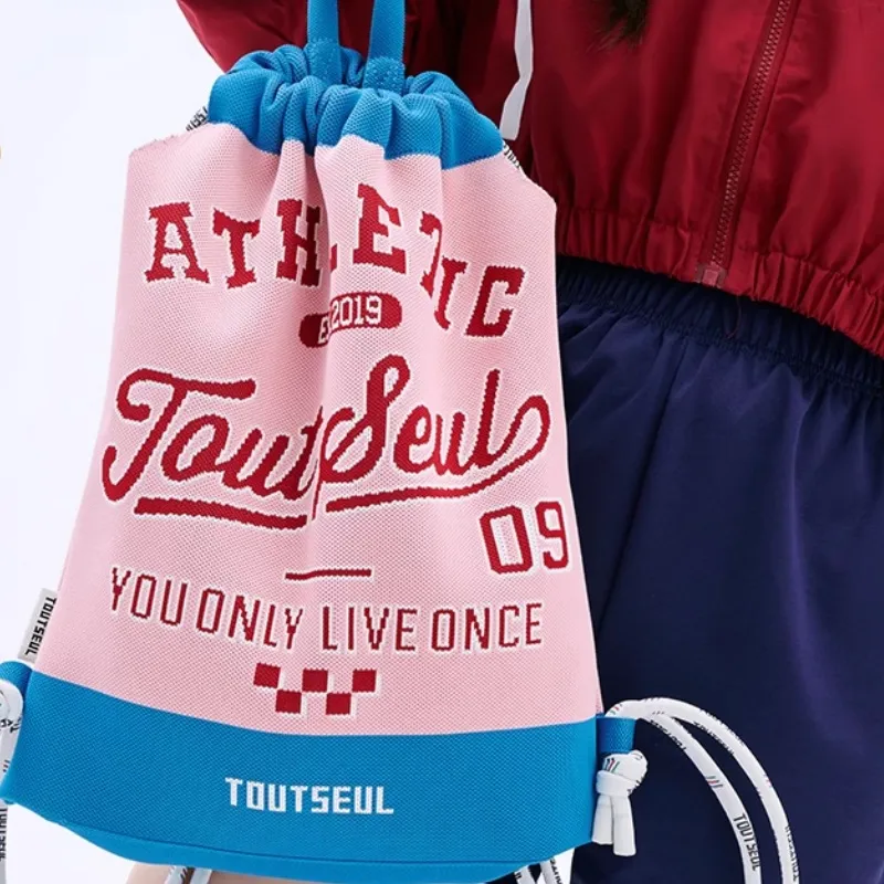 TOUTSEUL YOLO Polyester Backpack Unisex Pink Blue-1