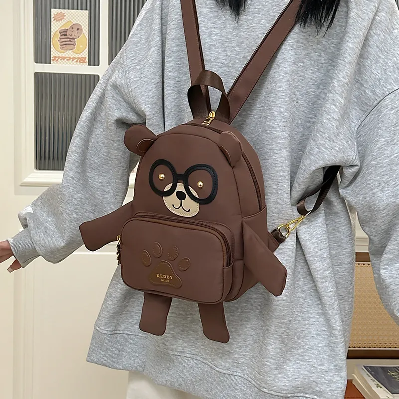 TOUTSEUL YOLO Nylon Backpack Unisex White/Brown-10