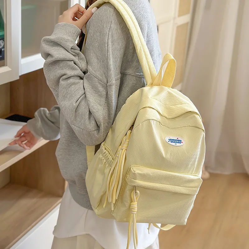 TOUTSEUL YOLO Nylon Backpack Unisex Black/Pink/Yellow/Blue-14