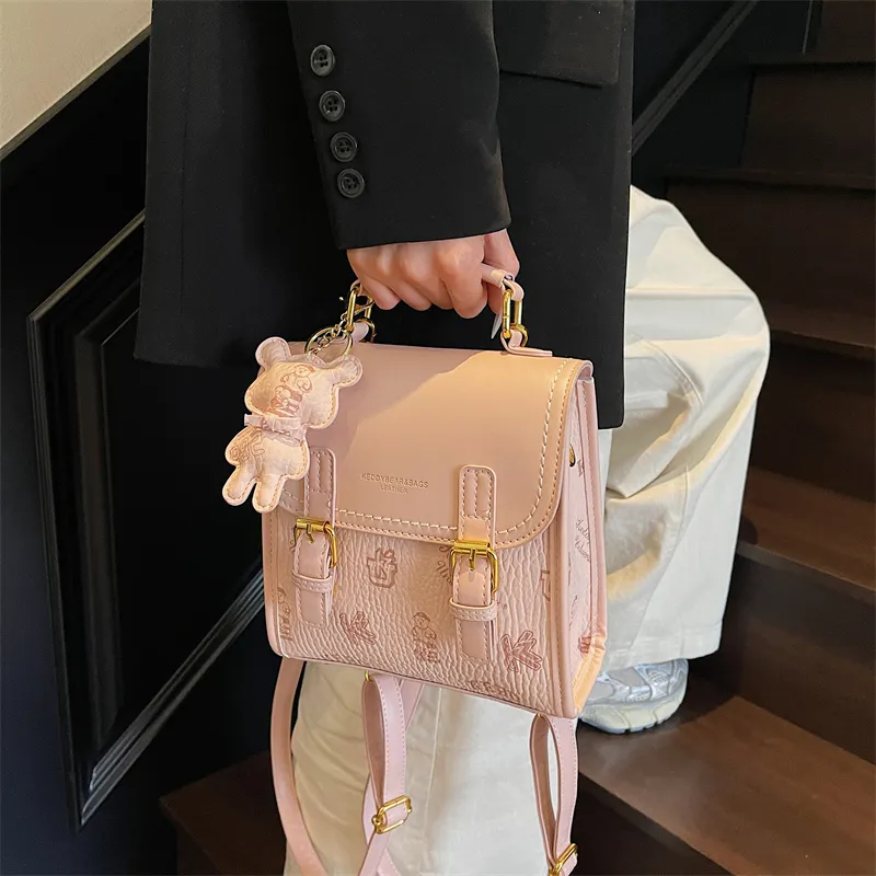 TOUTSEUL YOLO PU One Shoulder Crossbody Backpack Women's White/Black/Pink/Brown-17