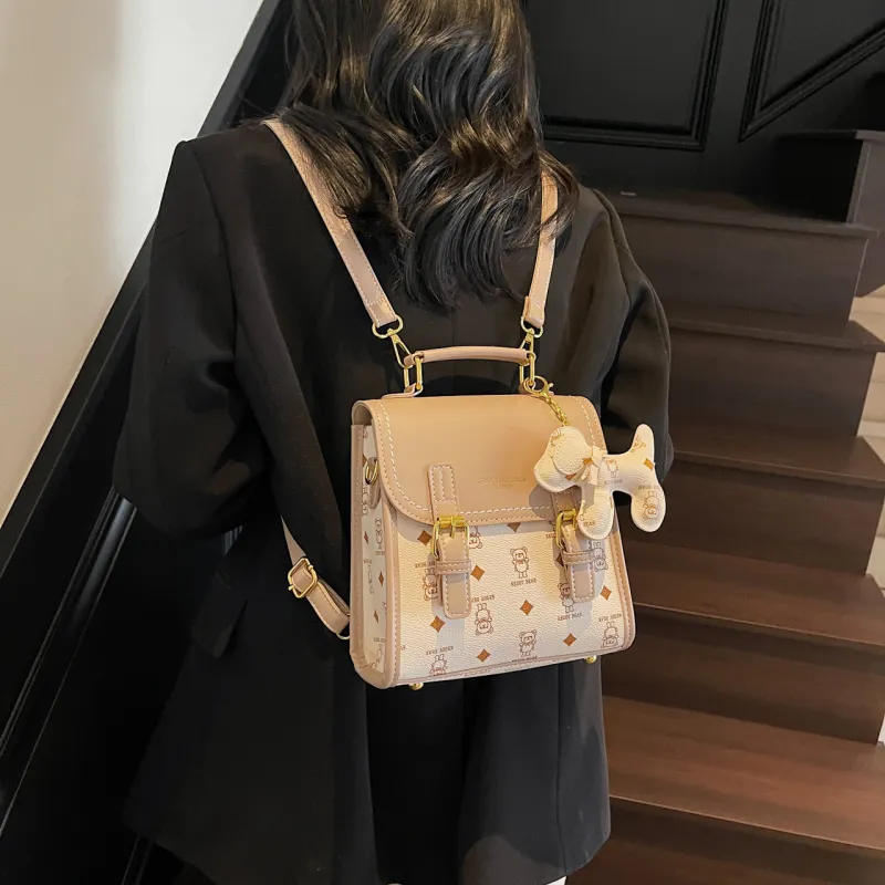 TOUTSEUL YOLO PU One Shoulder Crossbody Backpack Women's White/Pink/Coffee/Brown-5