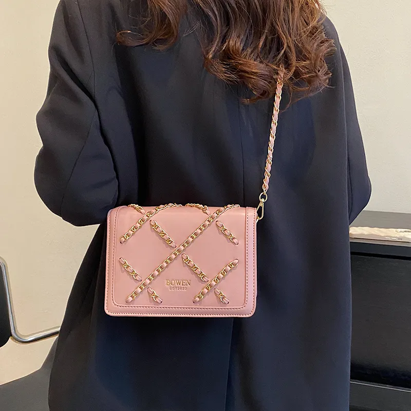 TOUTSEUL YOLO PU Shoulder Bag Women's White/Black/Pink-17