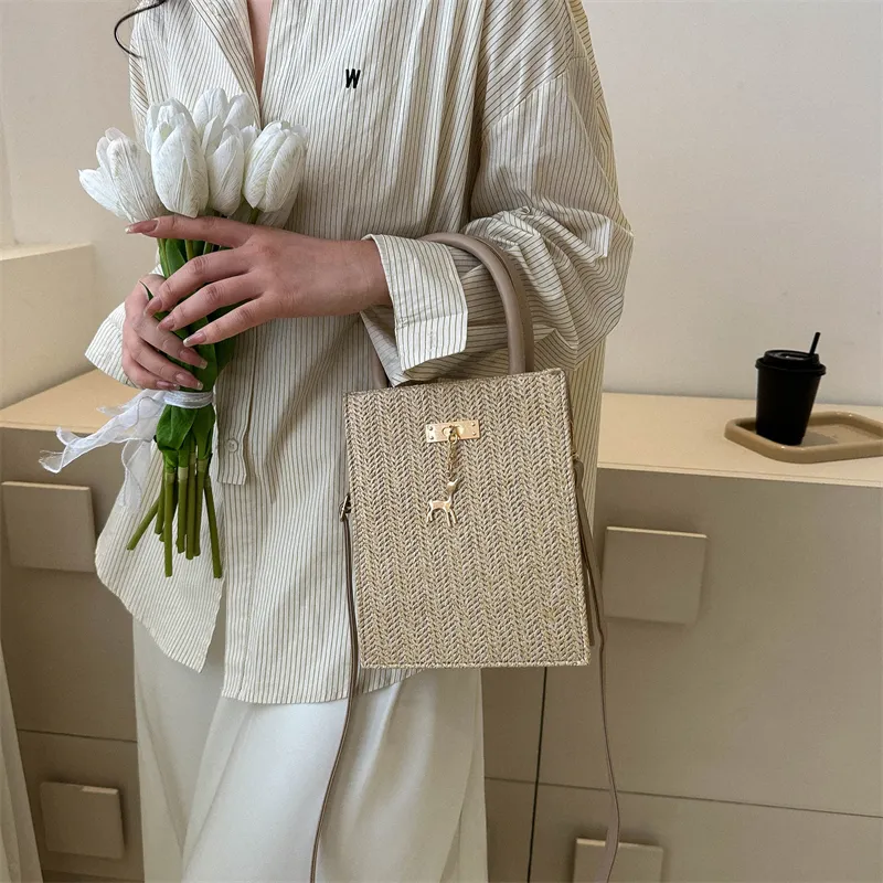 TOUTSEUL YOLO Woven Handbag Women's Beige/Khaki-6