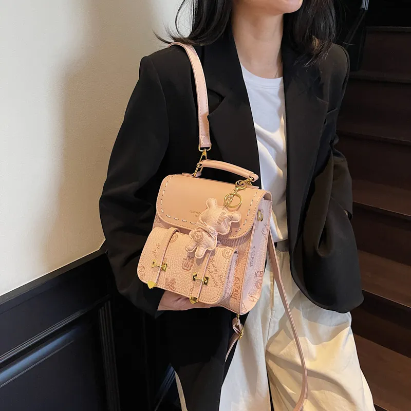 TOUTSEUL YOLO PU Backpack Women's White/Black/Pink/Brown-16