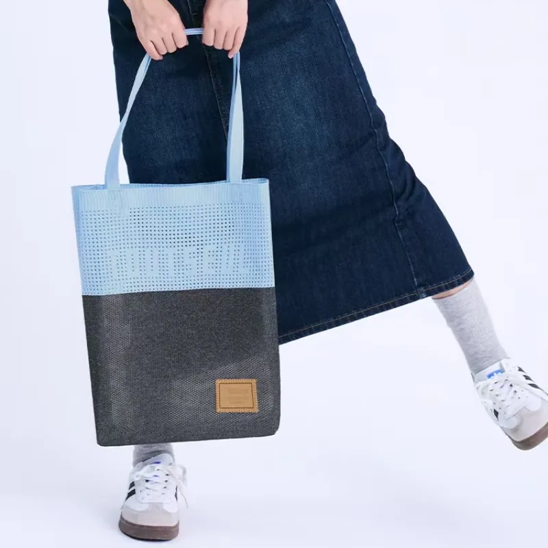TOUTSEUL YOLO Polyester Tote Bag, Shoulder Bag Women's Cold Mist Gray Blue-2