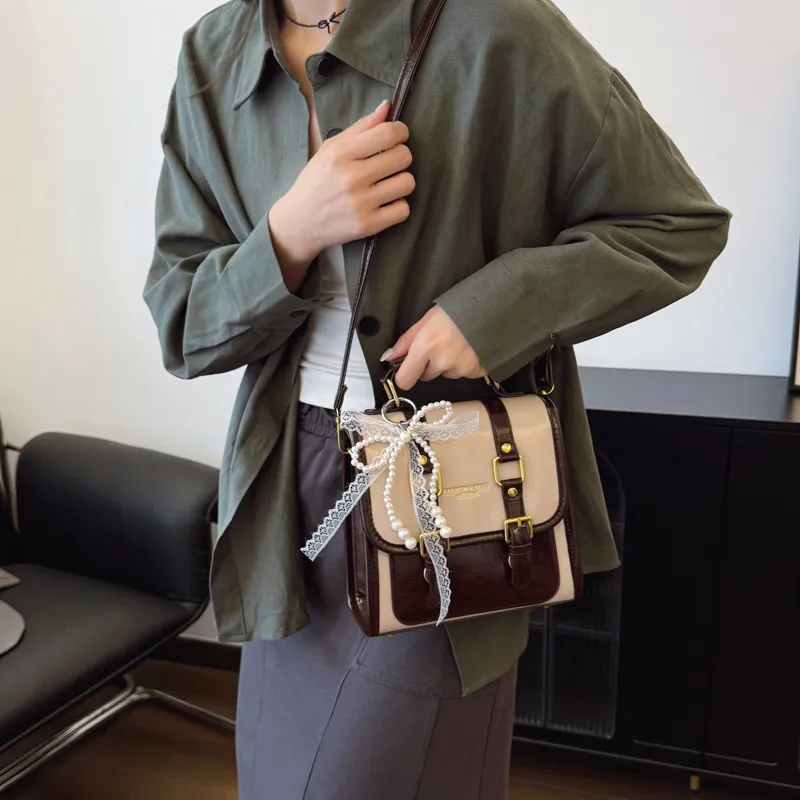 TOUTSEUL YOLO PU Backpack Regular Unisex Black/Coffee & White & Brown-10