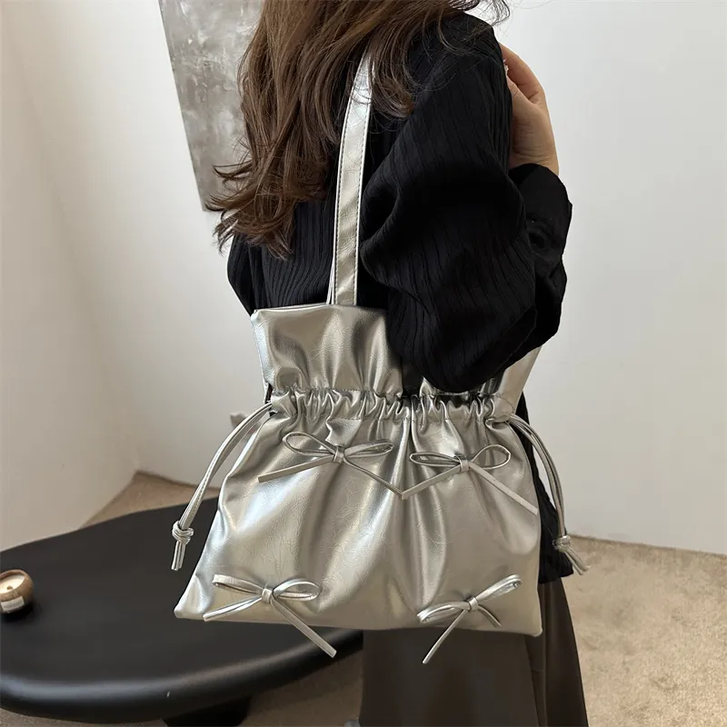 TOUTSEUL YOLO PU Tote Bag, Shoulder Bag Regular Women's White/Silver/Red/Black/Yellow-8