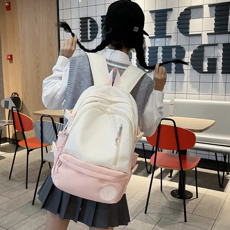 TOUTSEUL YOLO Nylon Backpack Regular Unisex Light Gray/Black/Pink/Khaki-12