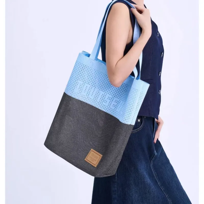 TOUTSEUL YOLO Polyester Tote Bag, Shoulder Bag Women's Cold Mist Gray Blue-5