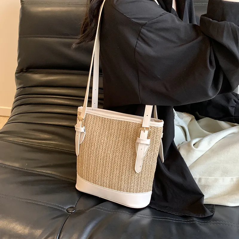 TOUTSEUL YOLO Straw Woven Shoulder Bag Women's Multicolor-2