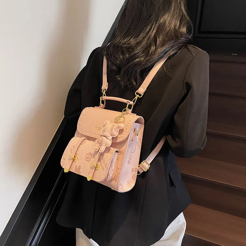 TOUTSEUL YOLO PU Backpack Women's White/Black/Pink/Brown-15