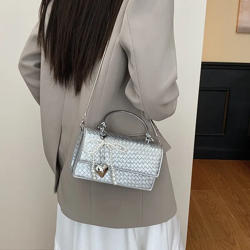 TOUTSEUL YOLO Pu Crossbody One Shoulder Handbag Women's White/Silver/Black-5