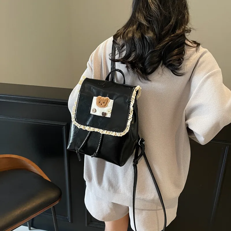 TOUTSEUL YOLO PU Backpack Unisex Ecru/Black/Blue/Pink-9