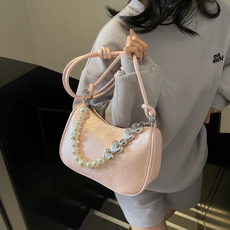 TOUTSEUL YOLO PU Shoulder Bag Women's Ecru/Silver/Black/Pink-10
