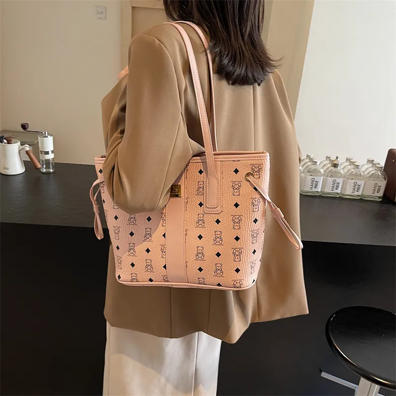 TOUTSEUL YOLO PU Tote Bag, Shopping Bag, Shoulder Bag Unisex White/Pink/Black/Brown/Black & White-13