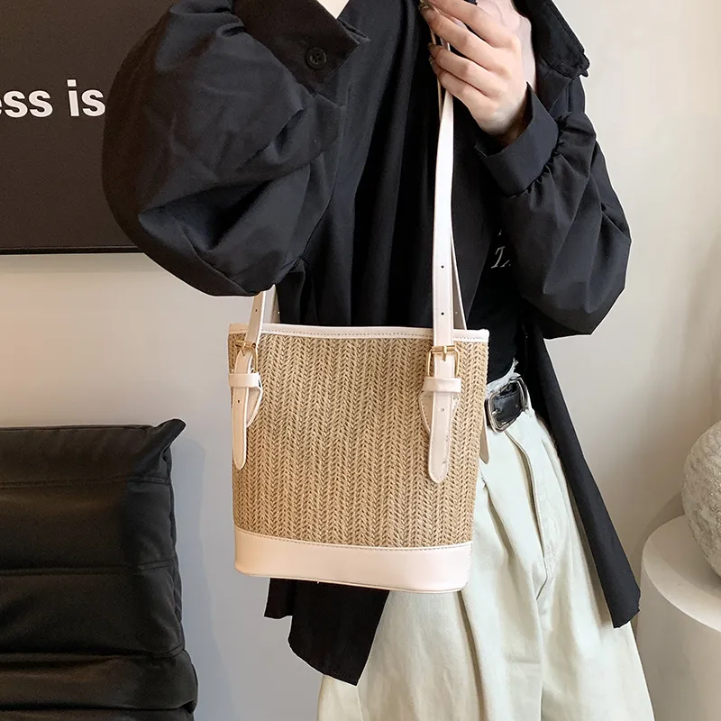 TOUTSEUL YOLO Straw Woven Shoulder Bag Women's Multicolor-4