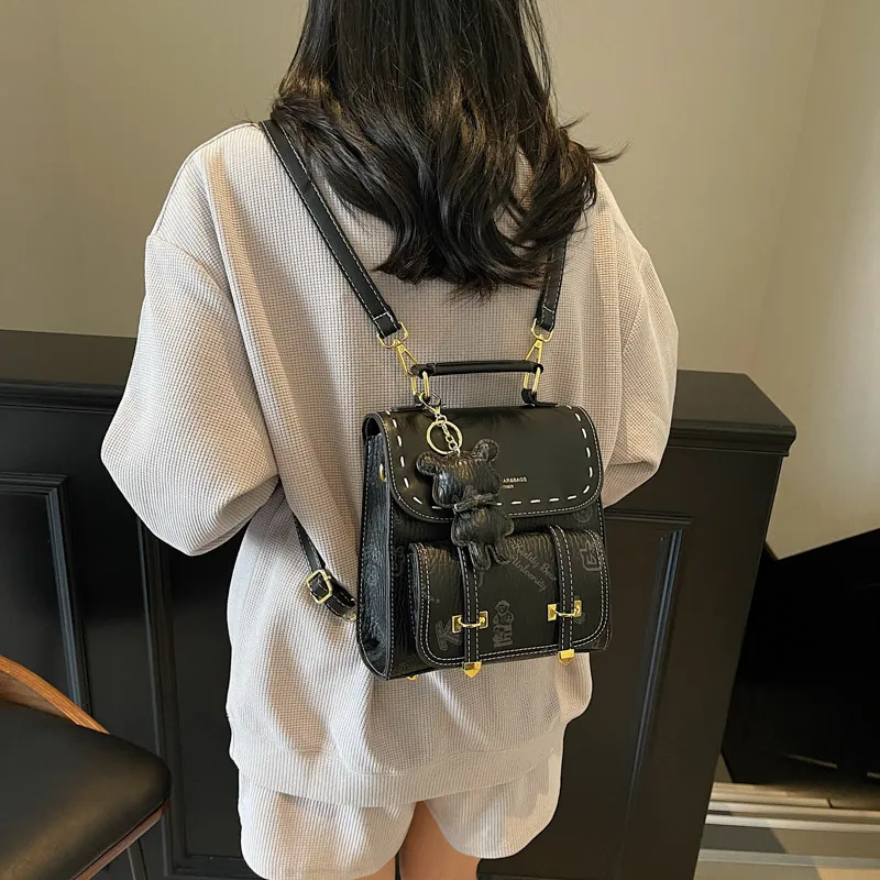 TOUTSEUL YOLO PU Backpack Women's White/Black/Pink/Brown-11