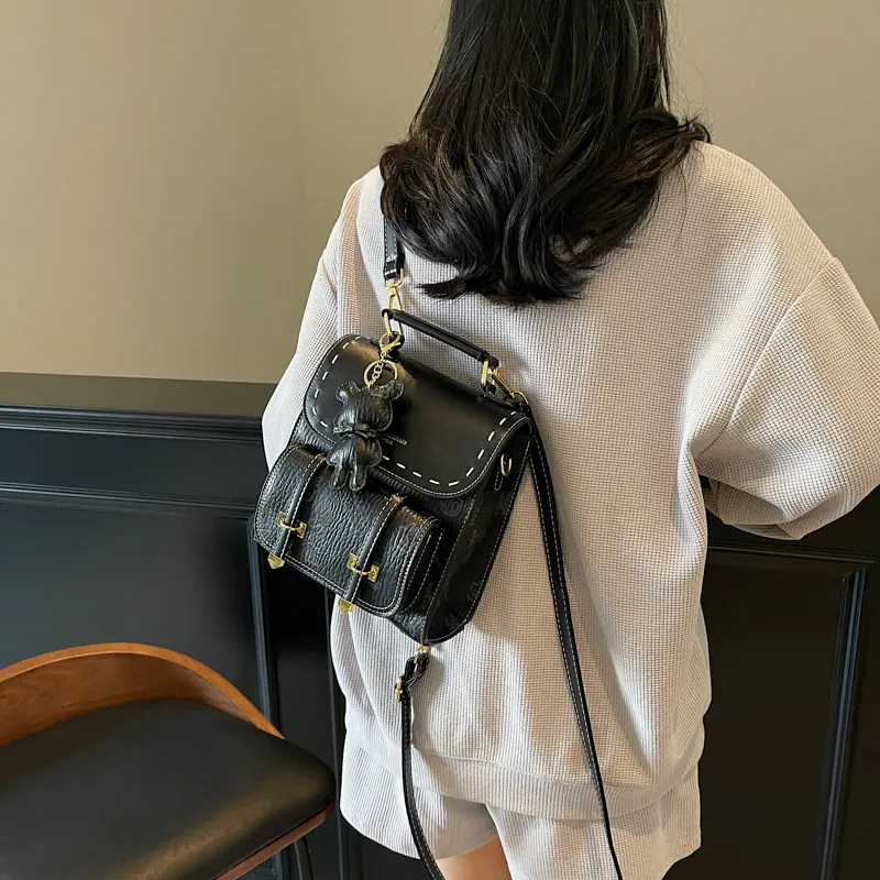 TOUTSEUL YOLO PU Backpack Women's White/Black/Pink/Brown-9