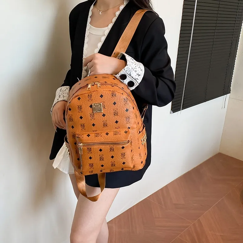 TOUTSEUL YOLO PU Backpack Women's White/Pink/Brown-13