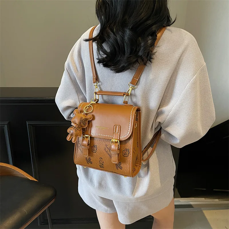TOUTSEUL YOLO PU One Shoulder Crossbody Backpack Women's White/Black/Pink/Brown-22
