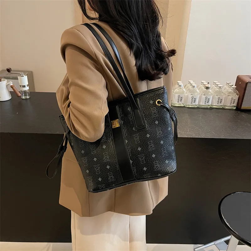 TOUTSEUL YOLO PU Tote Bag, Shopping Bag, Shoulder Bag Unisex White/Pink/Black/Brown/Black & White-7