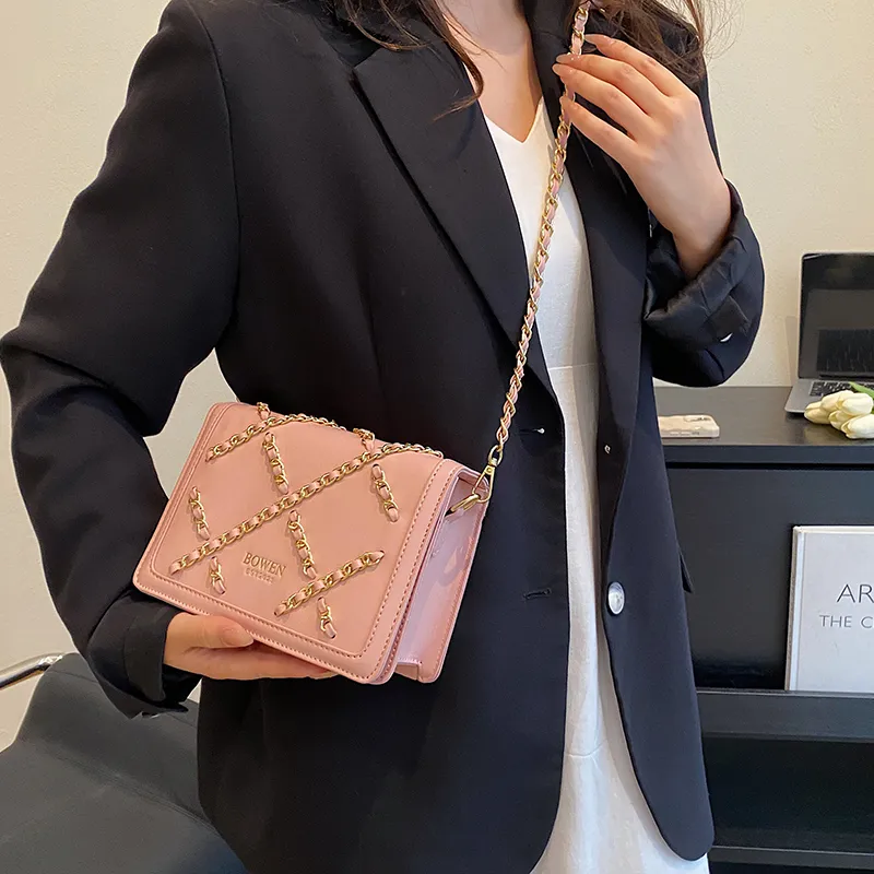 TOUTSEUL YOLO PU Shoulder Bag Women's White/Black/Pink-15