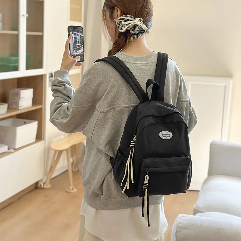TOUTSEUL YOLO Nylon Backpack Unisex Black/Pink/Yellow/Blue-1