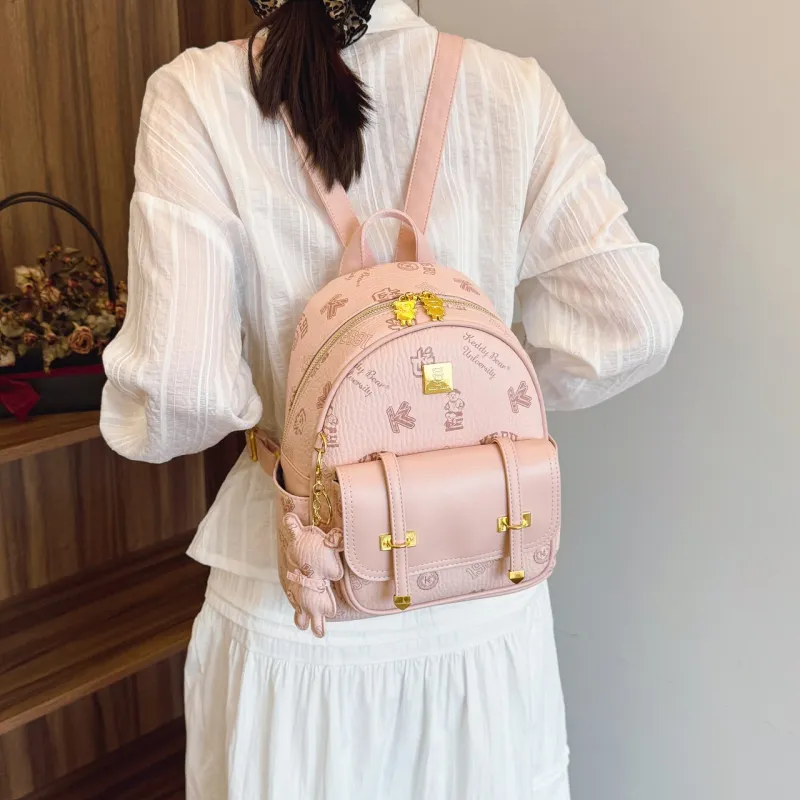 TOUTSEUL YOLO PU Backpack Women's White/Pink/Black/Brown-14