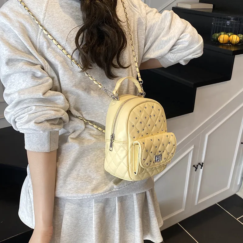 TOUTSEUL YOLO PU Backpack Women's White/Black/Yellow/Pink/Blue-17