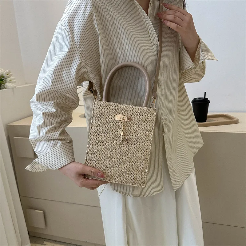 TOUTSEUL YOLO Woven Handbag Women's Beige/Khaki-9