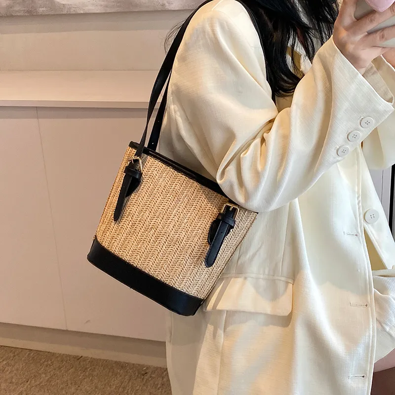 TOUTSEUL YOLO Straw Woven Shoulder Bag Women's Multicolor-13