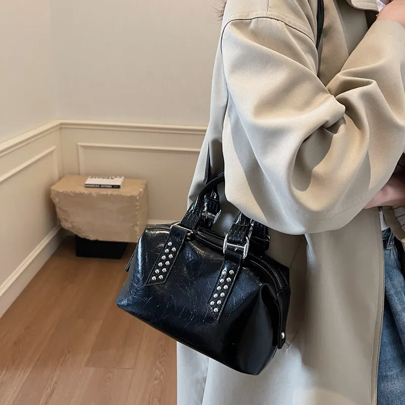 TOUTSEUL YOLO PU Boston Bag Handbag Women's Black/Coffee/Burgundy-1