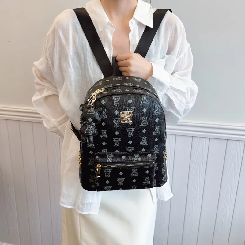 TOUTSEUL YOLO PU Backpack Women's White/Black/Brown-8