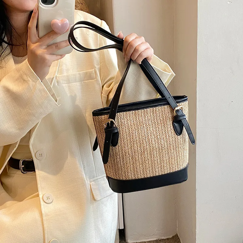 TOUTSEUL YOLO Straw Woven Shoulder Bag Women's Multicolor-15