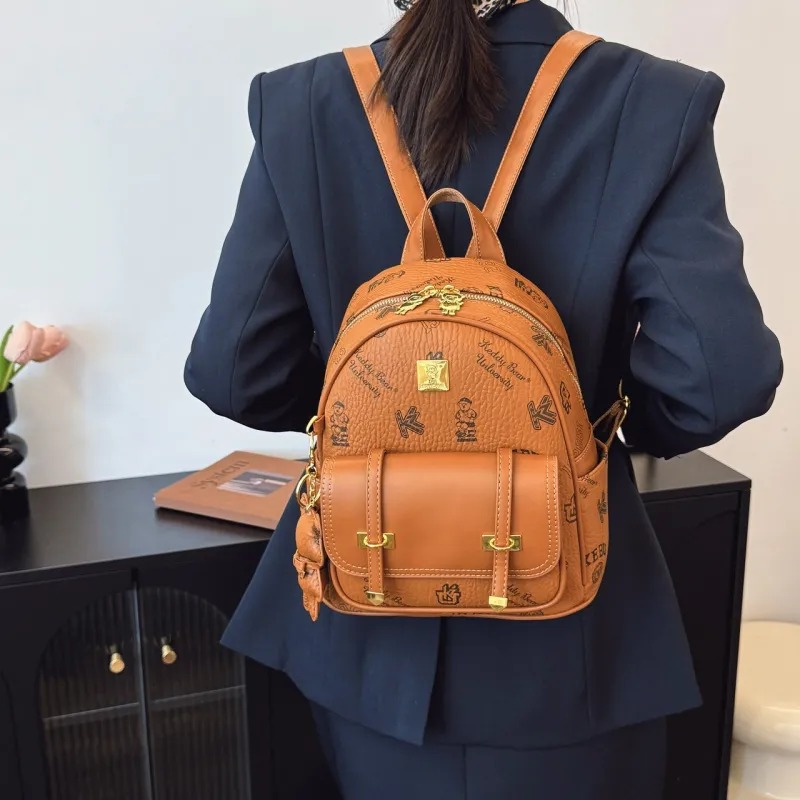 TOUTSEUL YOLO PU Backpack Women's White/Pink/Black/Brown-25