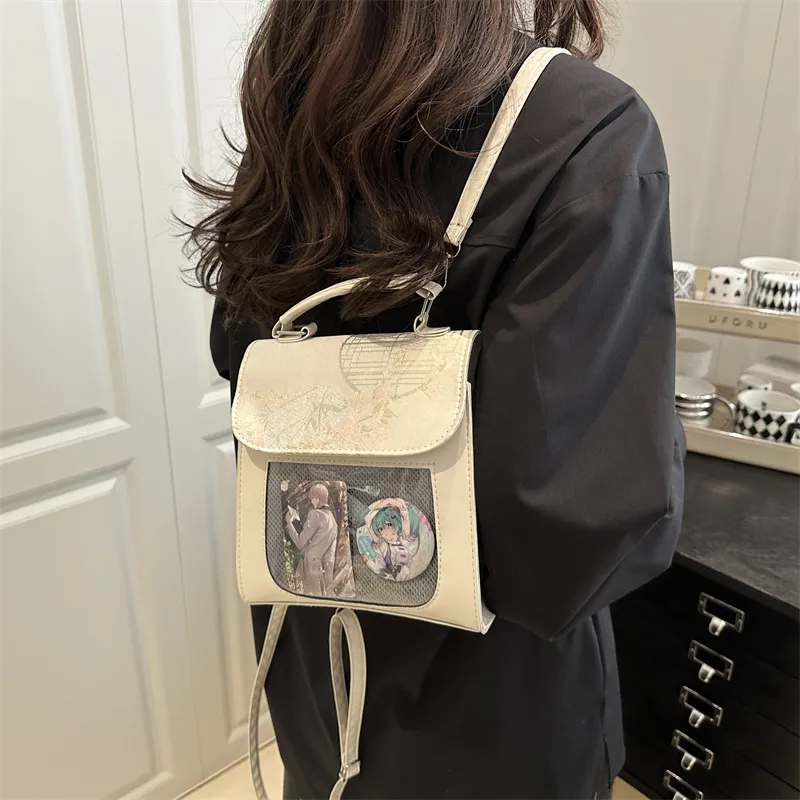 TOUTSEUL YOLO PU Backpack Women's White/Black-4
