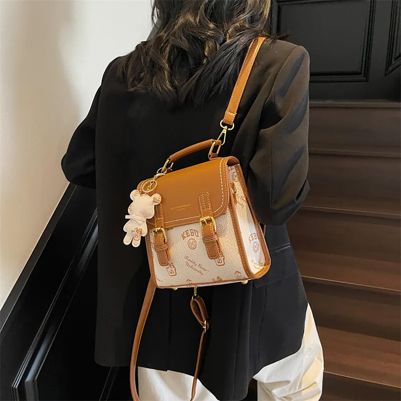 TOUTSEUL YOLO PU One Shoulder Crossbody Backpack Women's White/Black/Pink/Brown-5