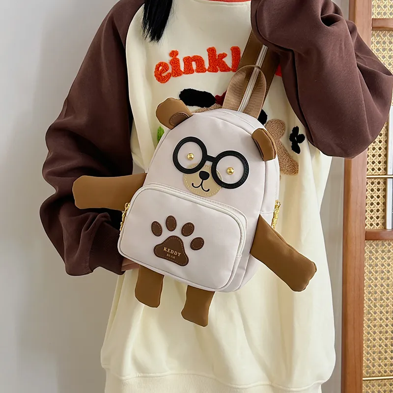 TOUTSEUL YOLO Nylon Backpack Unisex White/Brown-3