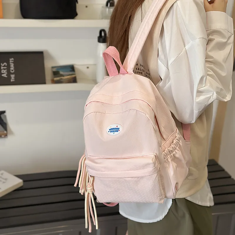 TOUTSEUL YOLO Nylon Backpack Unisex Black/Pink/Yellow/Blue-11