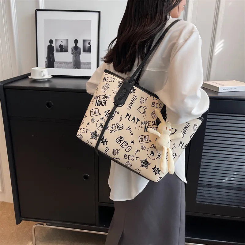 TOUTSEUL YOLO PU Tote Bag, Shoulder Bag Regular Women's Black/Blue/Pink/Brown-4