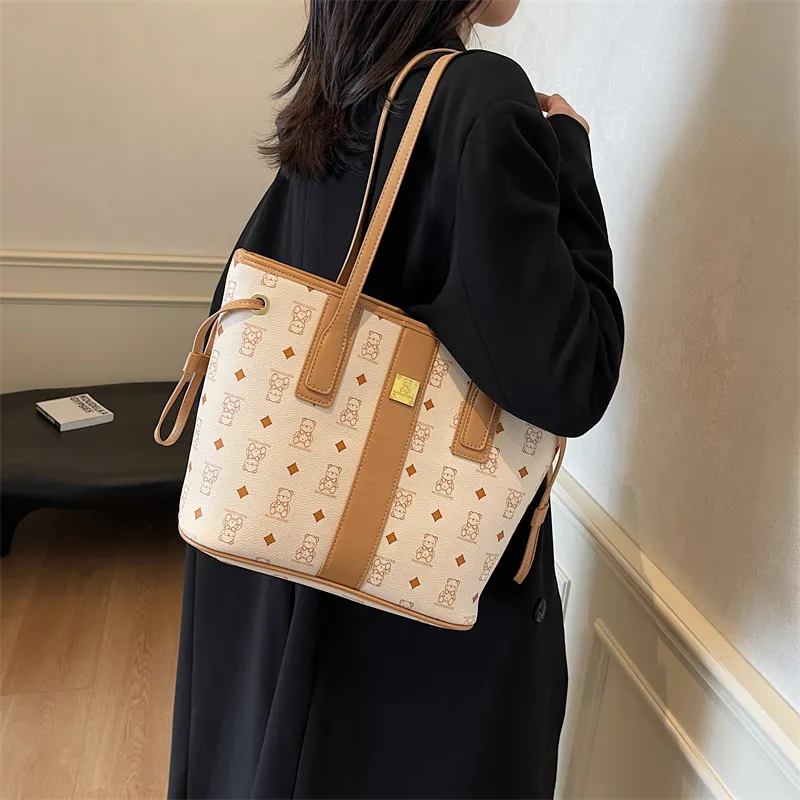 TOUTSEUL YOLO PU Tote Bag, Shopping Bag, Shoulder Bag Unisex White/Pink/Black/Brown/Black & White-2