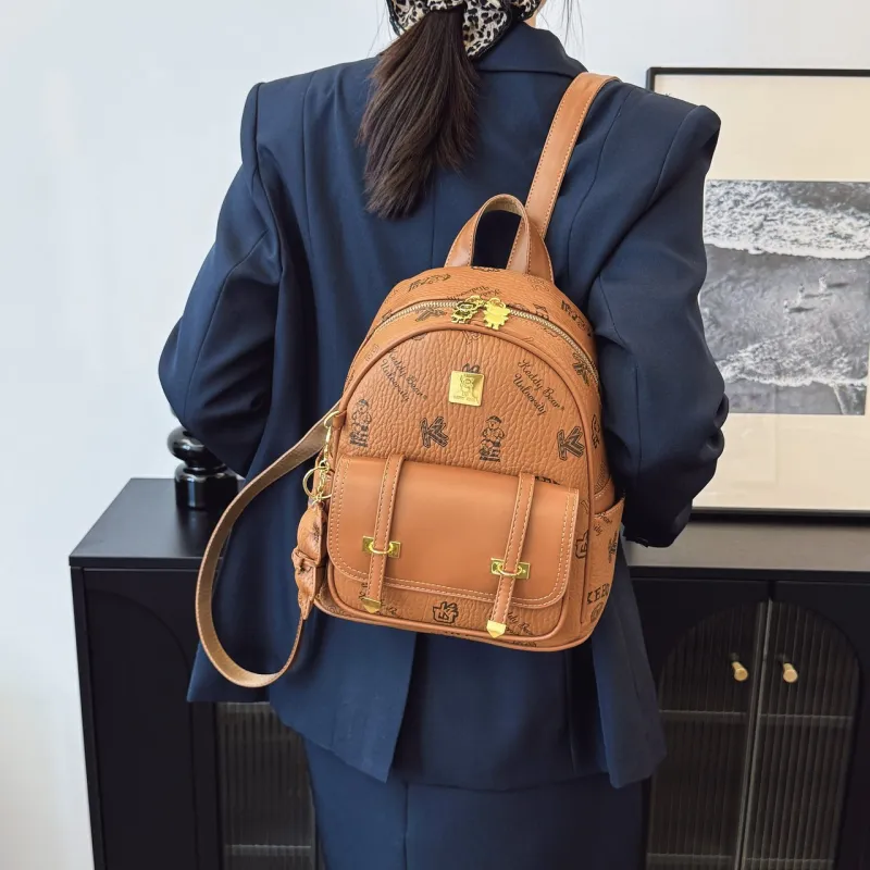 TOUTSEUL YOLO PU Backpack Women's White/Pink/Black/Brown-22