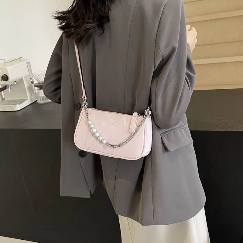 TOUTSEUL YOLO PU Shoulder Bag Women's Ecru/Silver/Black/Pink-19