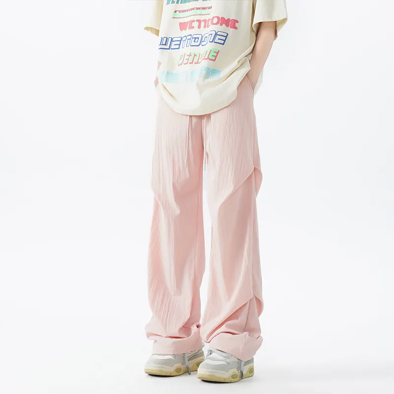 SOIE Cargo Pants Unisex Pink [Summer Cool Ice Silk Material]-5