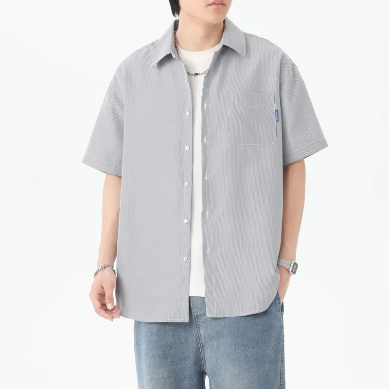 SOIE Shirt Unisex Yellow With White Stripes-49