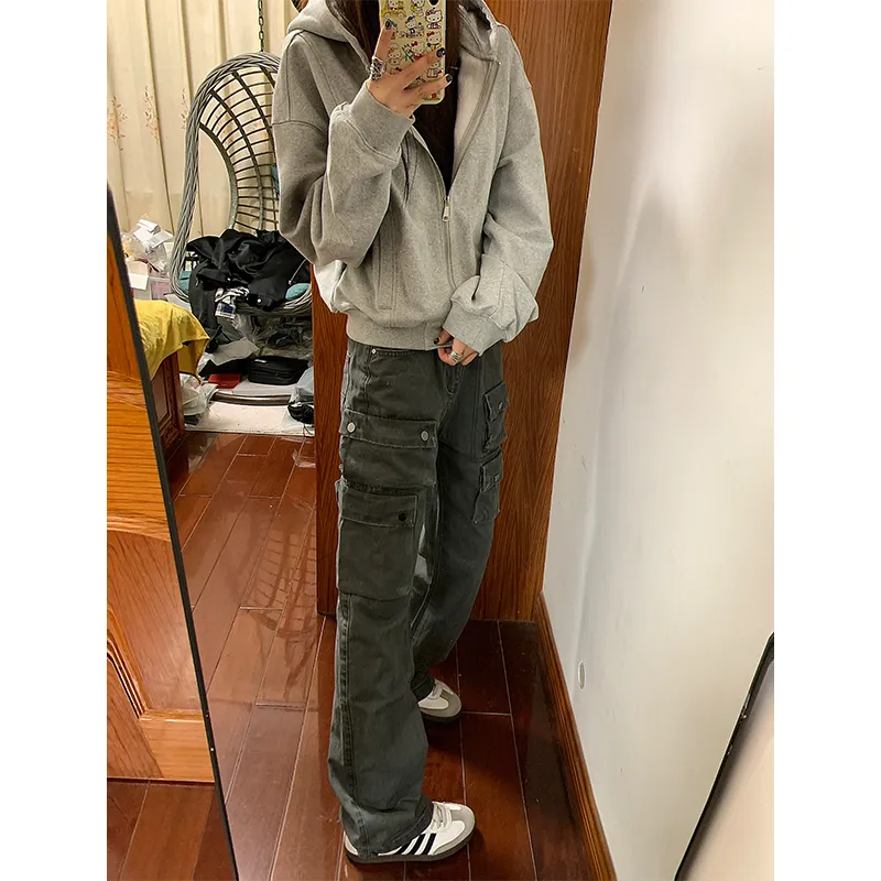 S3T5 Cargo Pants Unisex Washed Gray-4